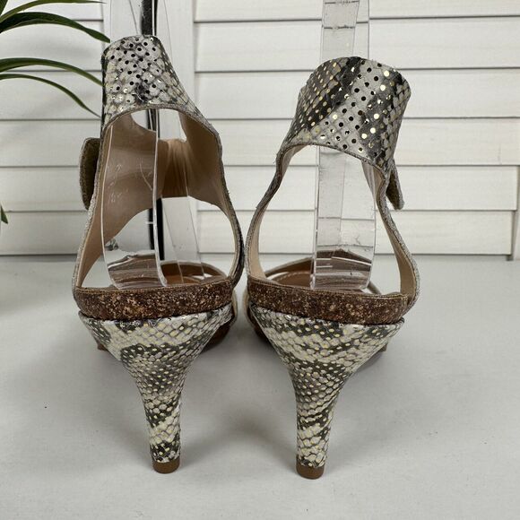 Vince Camuto Olinsa Pumps Gray Sparkle Snakeskin Print Ankle‎ Strap Shoe Size 8M - Picture 5 of 10